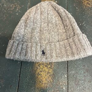 Polo Ralph Lauren Grey Lambswool Blend Beanie Hat Unisex